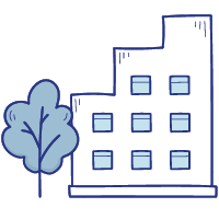 Illustration d'un immeuble pour représenter l'annonce d'un meilleur accès au logement.