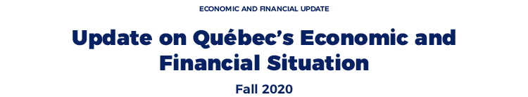 Update on Québec’s Economic and Financial Situation – Fall 2020